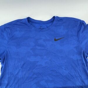 Nike Dri-FIT Shirt Mens XL Blue Tonal Camo‎ Textured Short Sleeve Training Tee